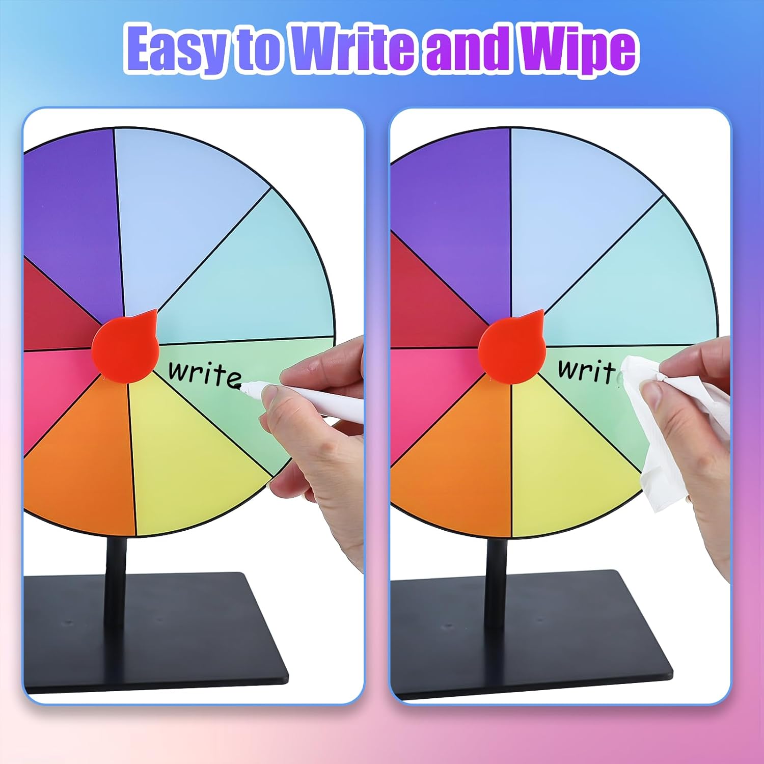 WVD 7.8inch Spinning Wheel, 8 Color Plinko Game Board Large, with Writing Pen,Easy to Clean Prize Wheel,Desktop Roulette Wheel, Party, Birthday, Games and Events - Image 4