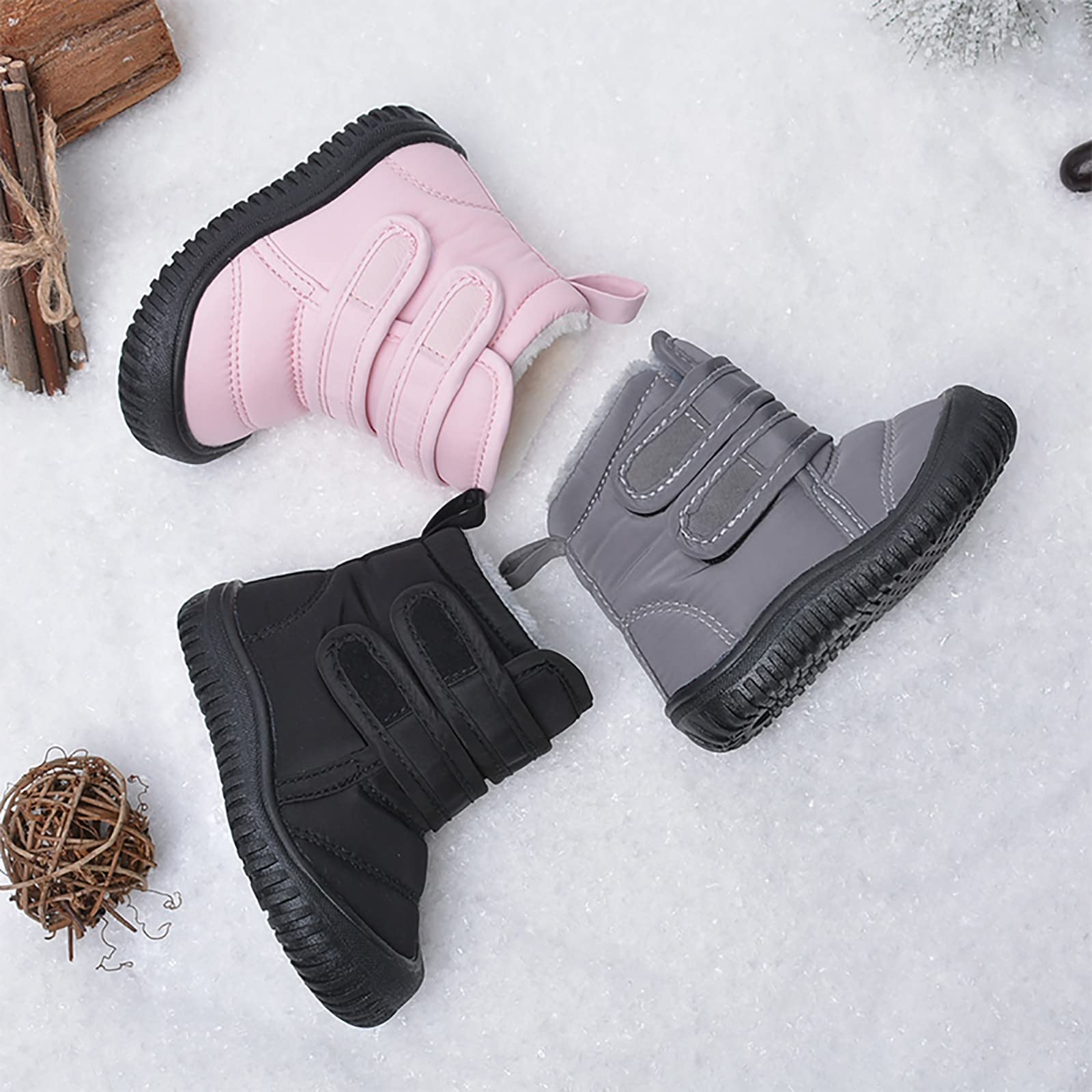 Botas de Nieve Impermeables para Niñas con Cierre Hook Loop Invierno Calzado Infantil Exterior Antideslizante