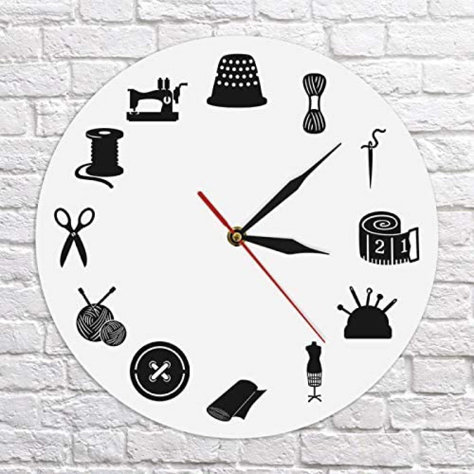 Wandklok Naaien Instrument Gereedschap Naaikamer Decor Moderne Wandklok Craft Kamer Wandhorloge Vintage Tailor Shop Cadeau voor Naaister