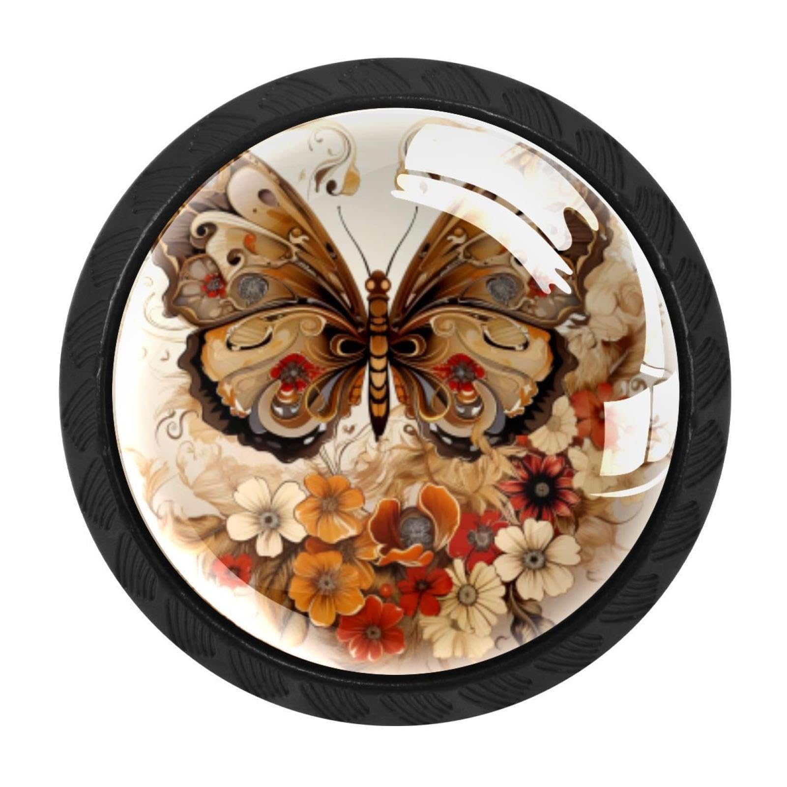Chenzzzz Multicolored 14 Butterfly Drawer Knobs Pull Handle Crystal Glass Circle Shape Cabinet Drawer Pulls Cupboard Knobs With Screws For Kitchen Cupboard Dresser Wardrobe Etc