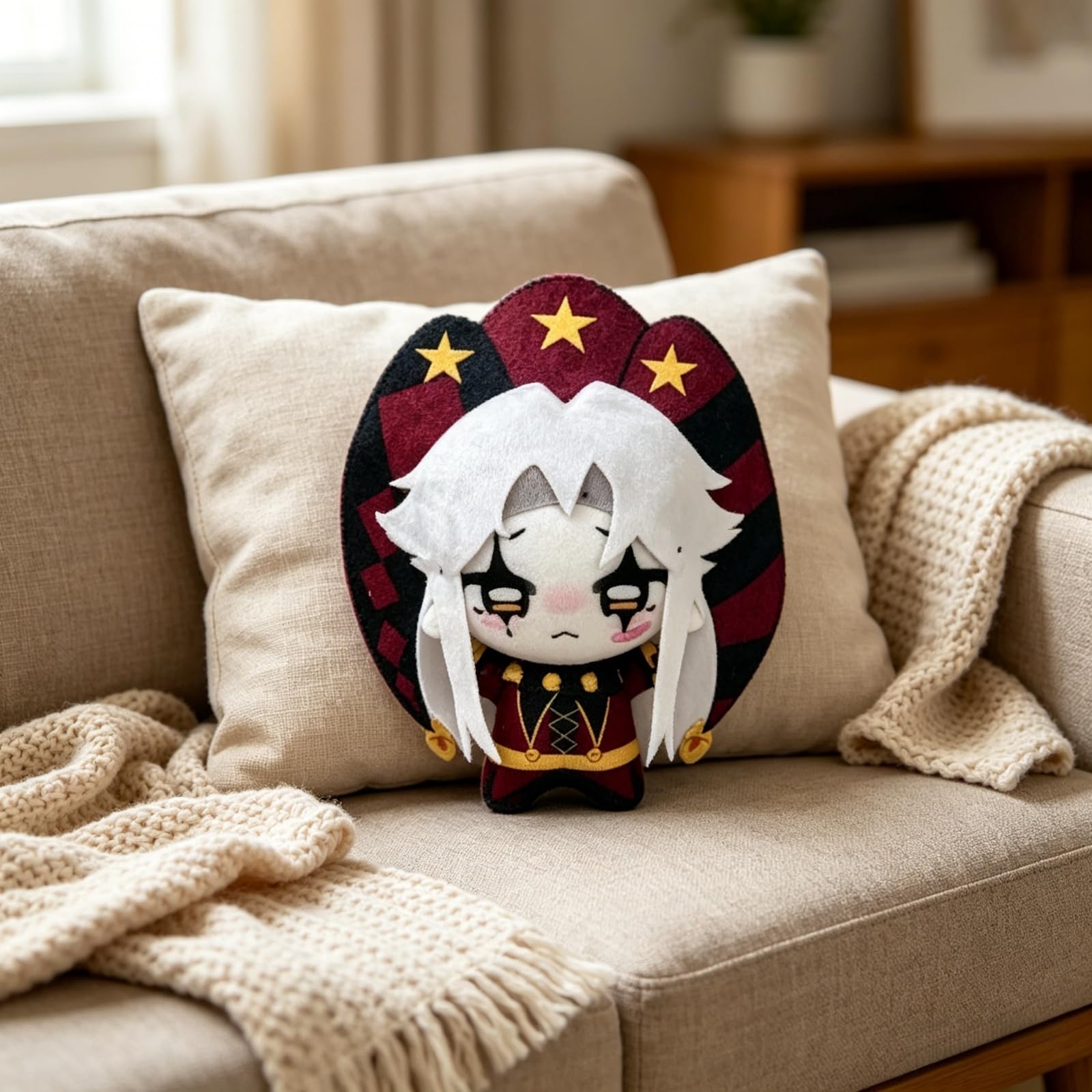 The Freak Circus Plush Toy Freak Circus Pierrot Plush Cartoon Character Doll Soft Plushies Pillow Stuffed Figure for Game Fans (Pierrot-10 cm) - 5