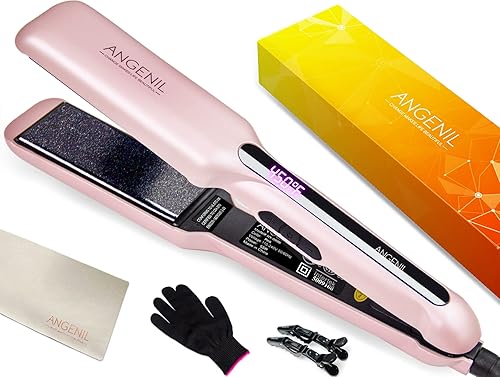 Miniatura 9 de ANGENIL Plancha para rizar en uno plancha de pelo y rizador de viaje 2 en 1 plancha de pelo profesional portátil de doble voltaje de cerámica