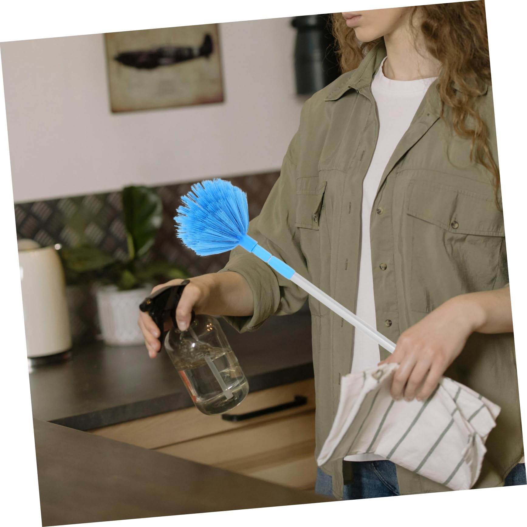 1Juego Plumero Extensible para Techo con Mango Ergonómico Atrapapolvo Ligero para y Limpieza de para Ventiladores y Lámparas