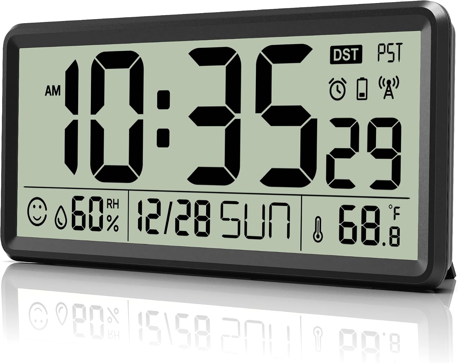 EASYERA 15'' Large Digital Atomic Wall Clock Battery Operated, Auto DST