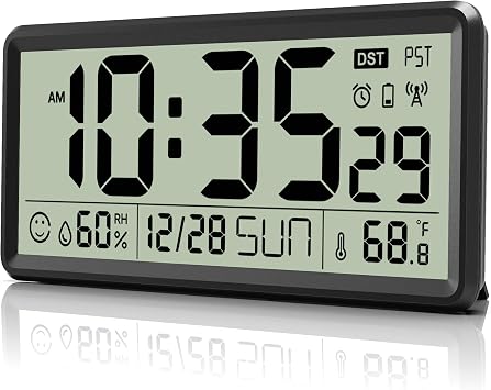 EASYERA 15 Large Digital Atomic Wall Clock Battery Operated, Auto DST