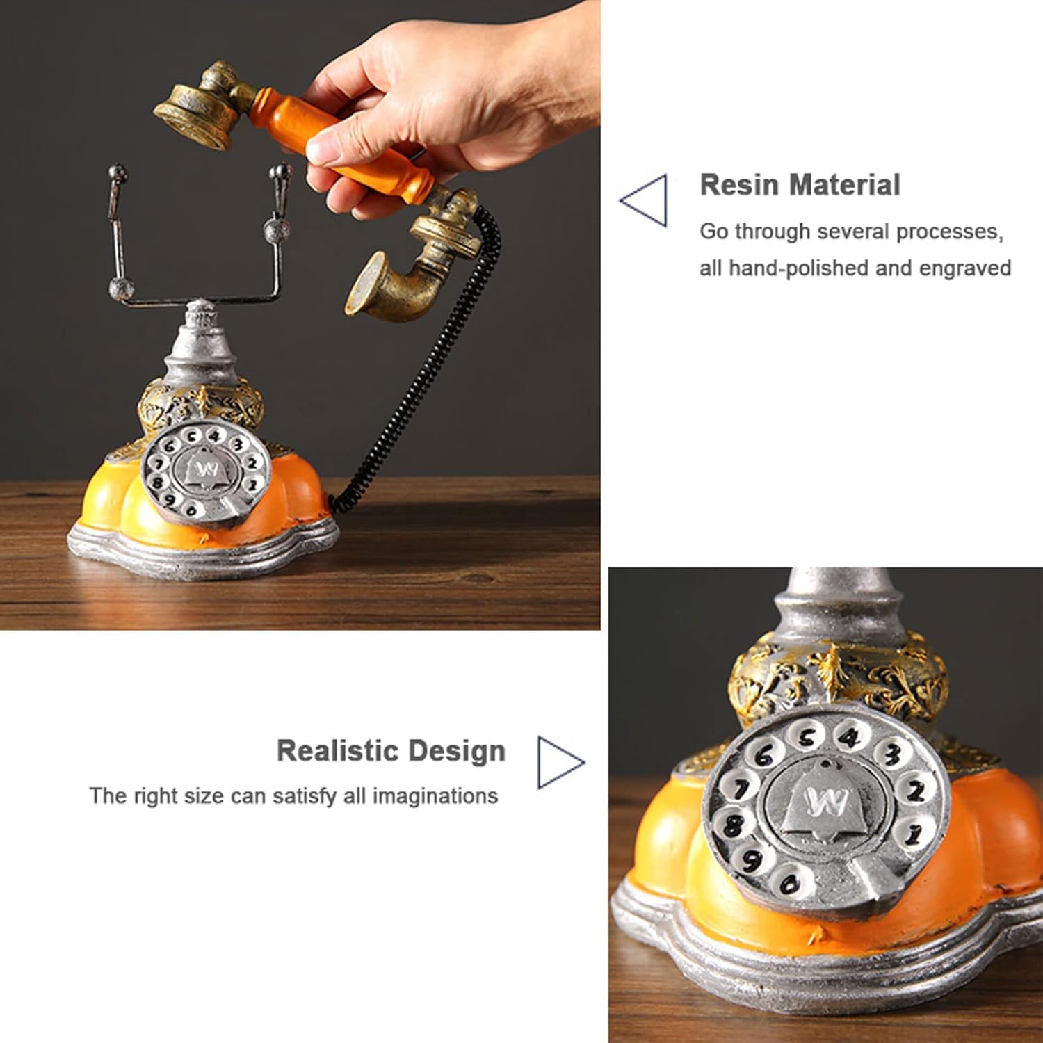 Antique Fixed Phone Accessories Wired Phone Home Office Decoration Ornament, Vintage Decorative for Office Bar Cafe Living Room Window (Green b) (Green b)