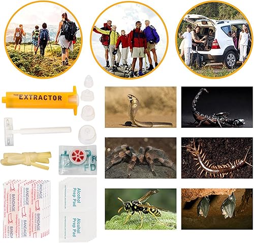 Miniatura 4 de Kit de mordida de serpiente, kit de picadura de abeja, suministros de primeros auxilios de emergencia, bomba de succión para extractor de veneno,