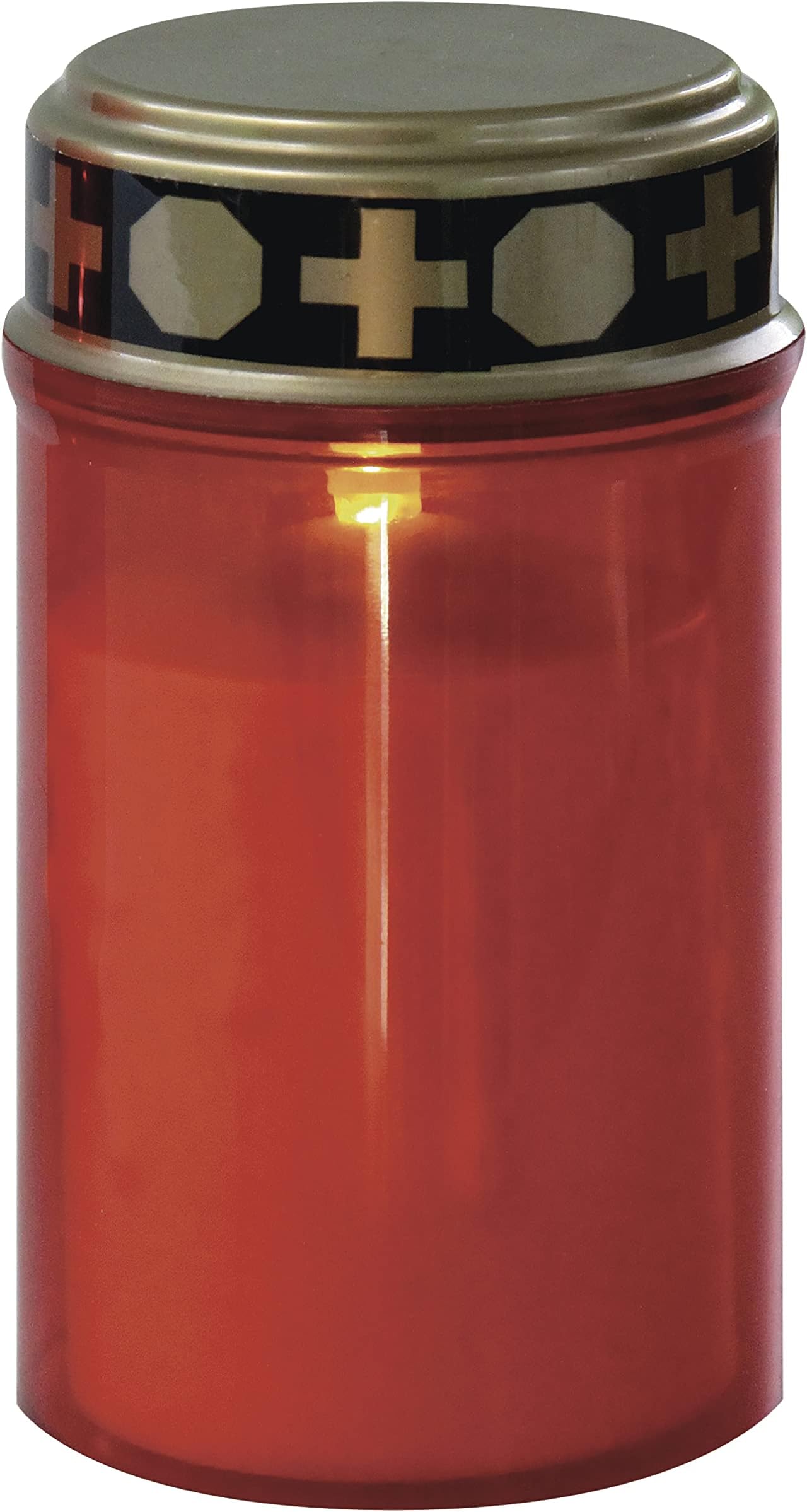 EMOS DCCV19 LED Grave Candle, Grave Light with Timer, IP44 Waterproof Grave Light for Outdoor Use, Red Battery Operated Grave Lamp/Cemetery Candle, 10,000 Hours Life 7 x 12.5 cm