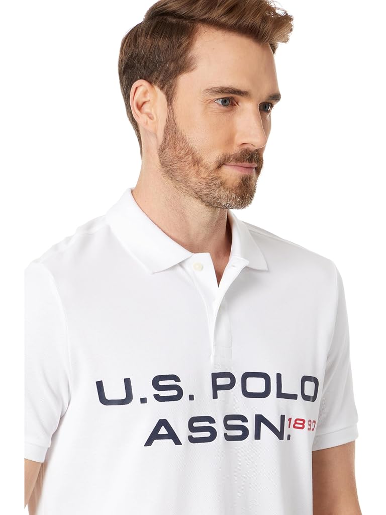 U.S. POLO ASSN. Short Sleeve Printed Chest Pique Polo Shirt