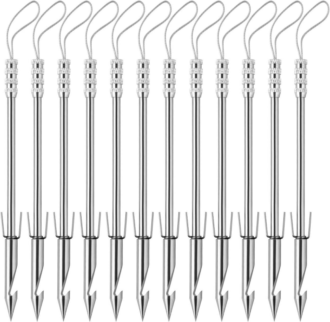 Fishing Arrwow Slingshot, Stainless Steel Bowfishing Arrows with Broadhead(12 Pcs Silver)