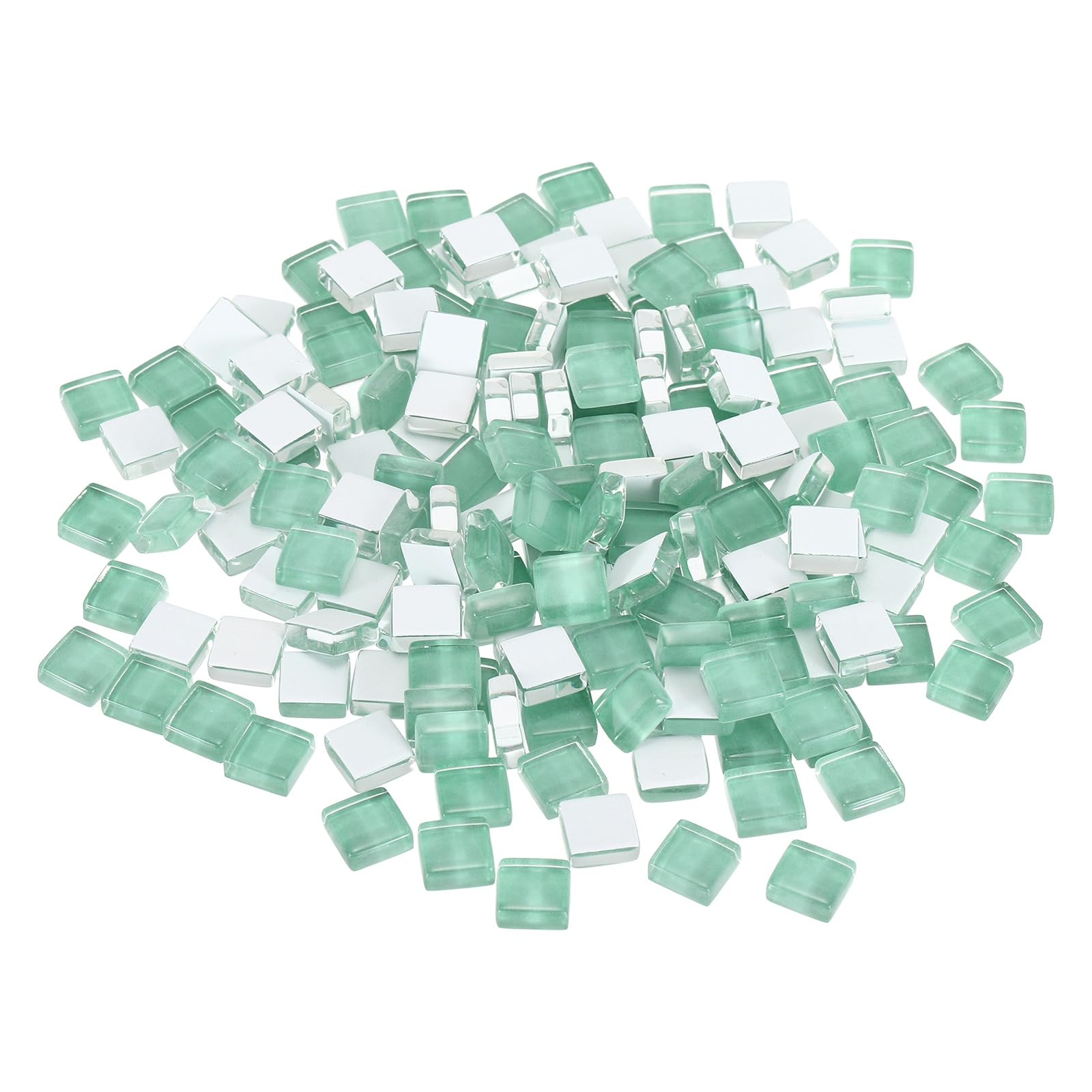sourcing map Mosaic Tiles, 1 x 1cm Micro Glass Tiny Mini Mosaic Tile DIY Hobbies Handmade Crystal Free Stone Craft Material Creativity (Mist Green Pack of 200)