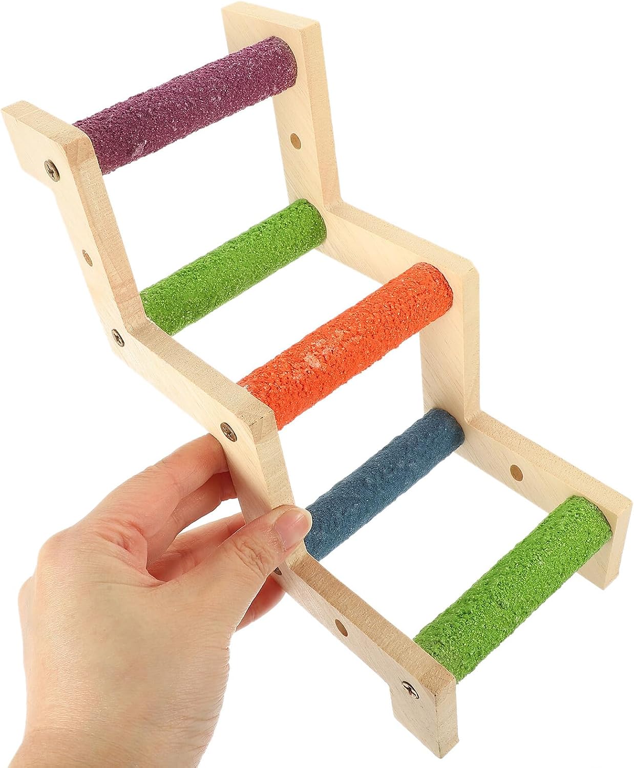 Amosfun Wooden Z-Type Bird Ladder Parrot Cage Plaything Climbing for Budgerigar and Small Birds Pet Cage Supplies