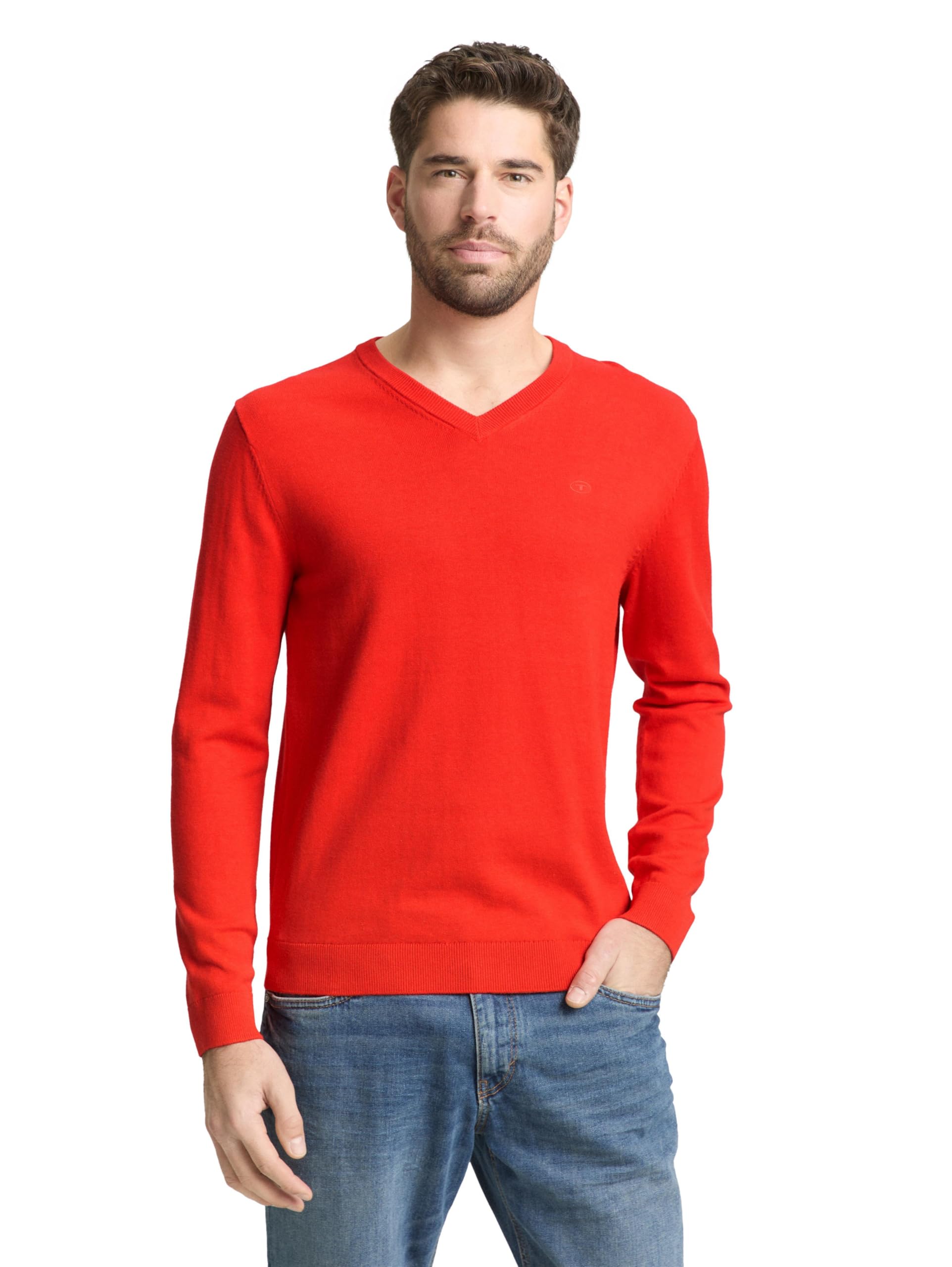 TOM TAILOR Uomini Maglione basic con scollo a V