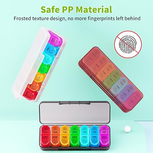 Miniatura 8 de Betife Pastillero semanal 2 veces al día, pastillero diario abierto por un lado, pastillero de viaje, contenedor de píldoras portátil AMPM,