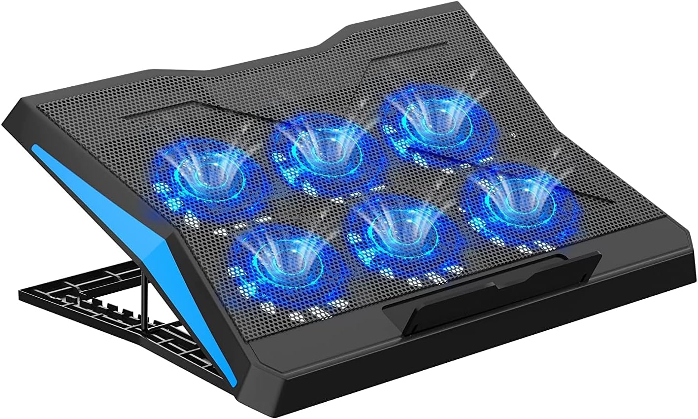 DyazoUpgraded 6 Fan Cooling Pad Laptop Raiser with Adjustable Height & Mute Fans for | for Laptop & Notebooks 10-15.6 inches, Black (Q 26)