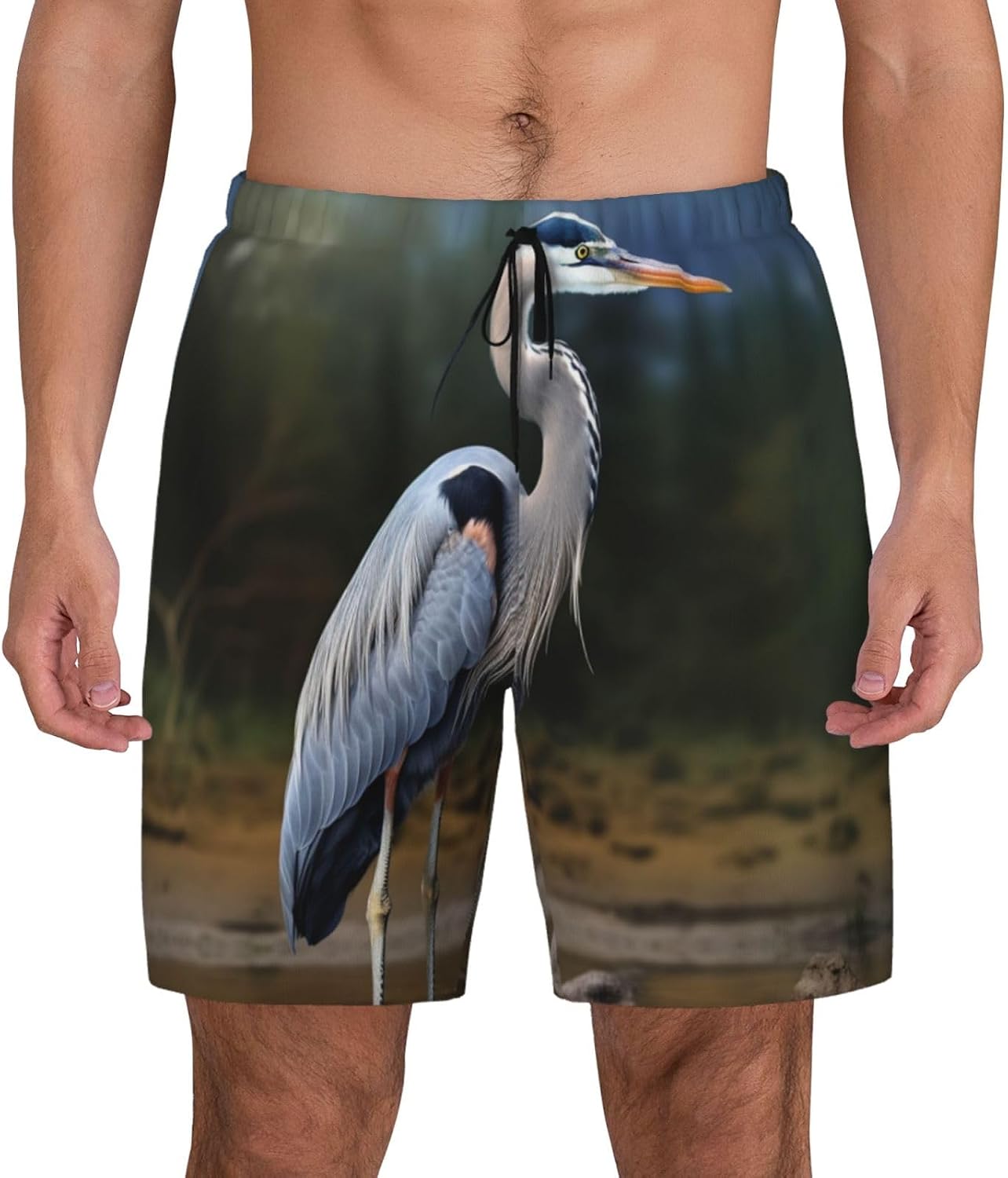 Men's Swim Trunks 2 in 1 Quick Dry Bathing Suits Heron Beach Board Shorts Swimwear