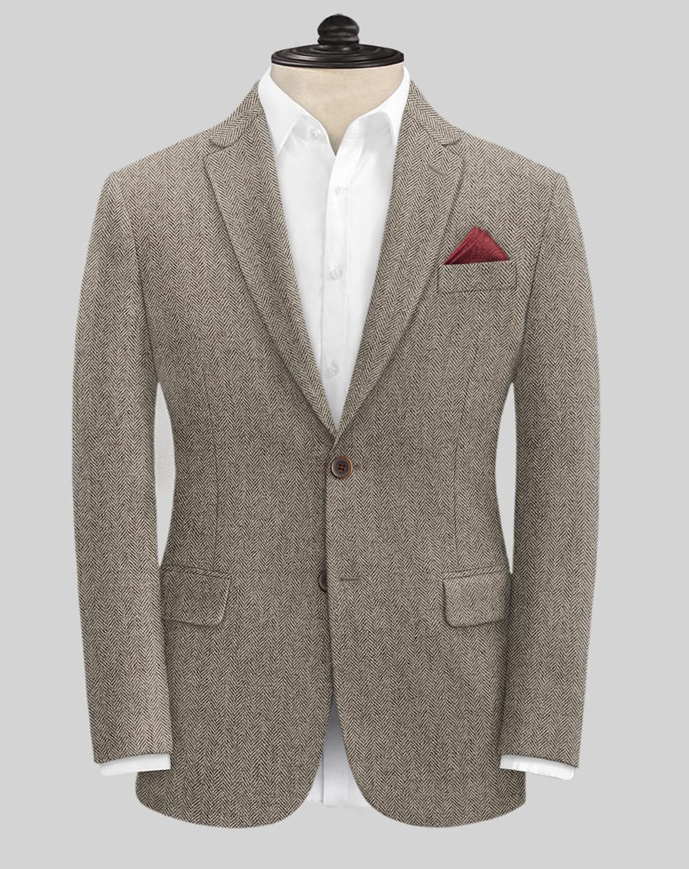 VENNYNG Mens Tweed Blazer Pant Set 2 Pieces Wedding Groom Suit Vintage Jacket with Elbow Patches Men