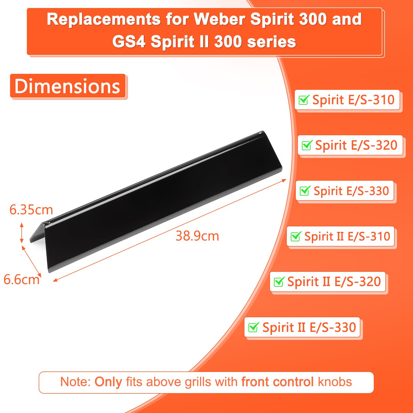 Barres Flavorizer 38,9 Cm Pour Weber Spirit E-310 II S-310 (2013+) - Lot 5 Plaques Chauffantes Porcelaine