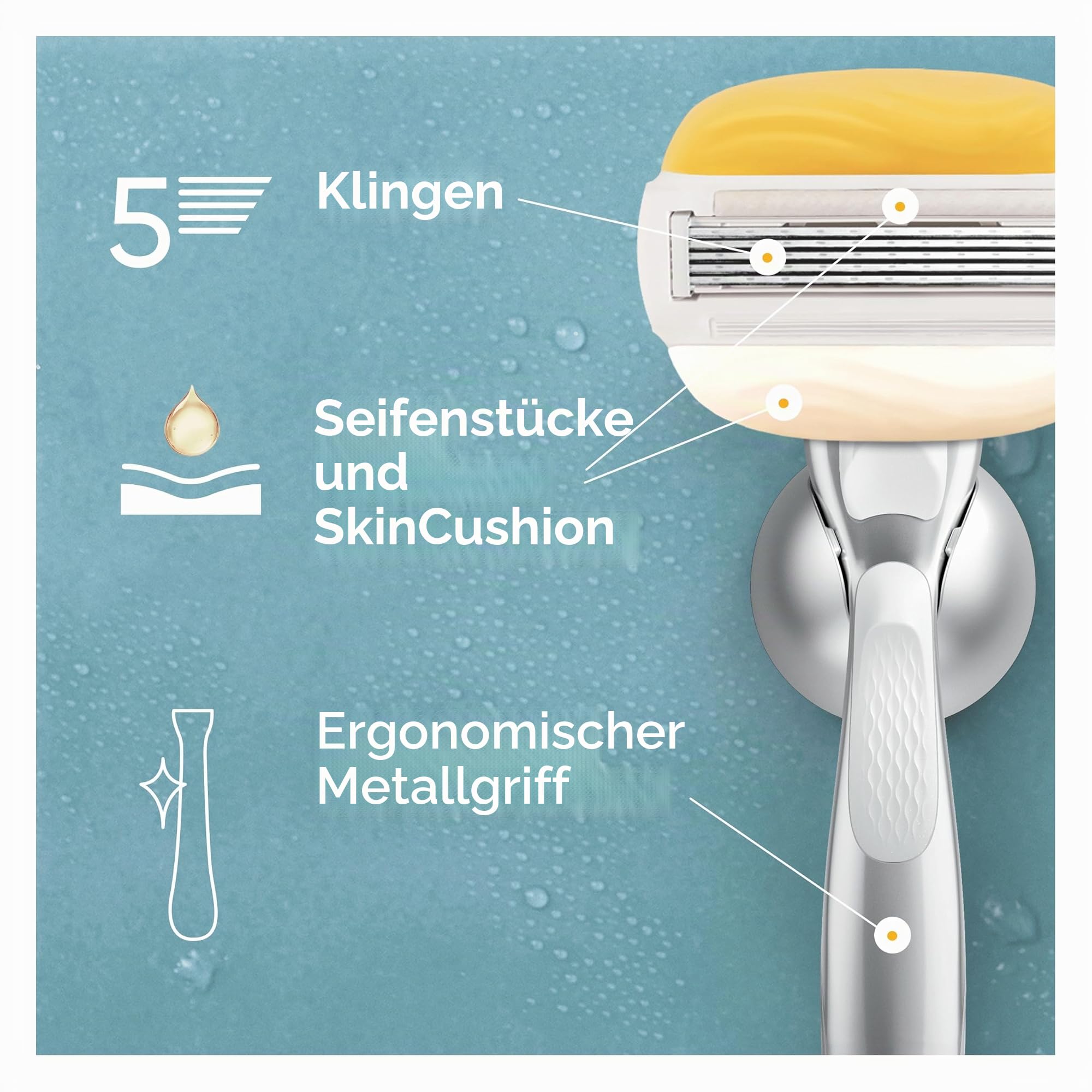 Gillette Venus ComfortGlide Kokos Rasierklingen Damen, Venus Rasierer für Frauen Nachfüllen, 3 Stück Rasierklingen Nachfüller mit 2 flexiblen Gelstäben, Damenrasierer Empfindliche Haut