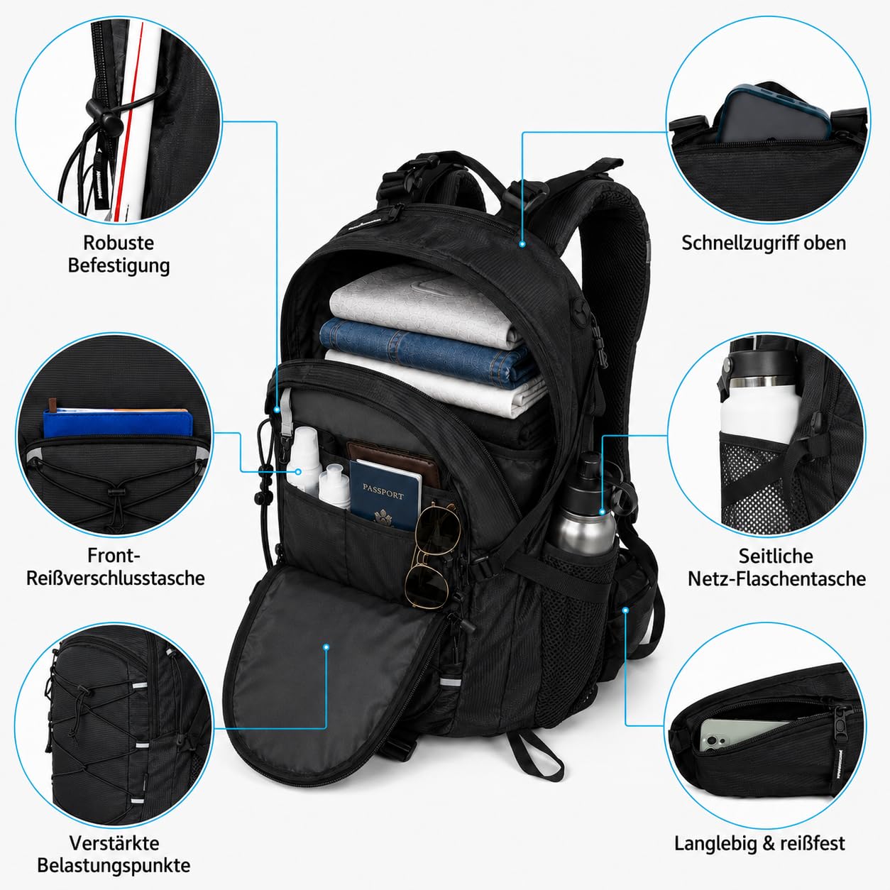 Sac à dos de randonnée 35 l pour homme et femme, sac à dos de trekking pour l'extérieur, le camping, la randonnée et les voyages