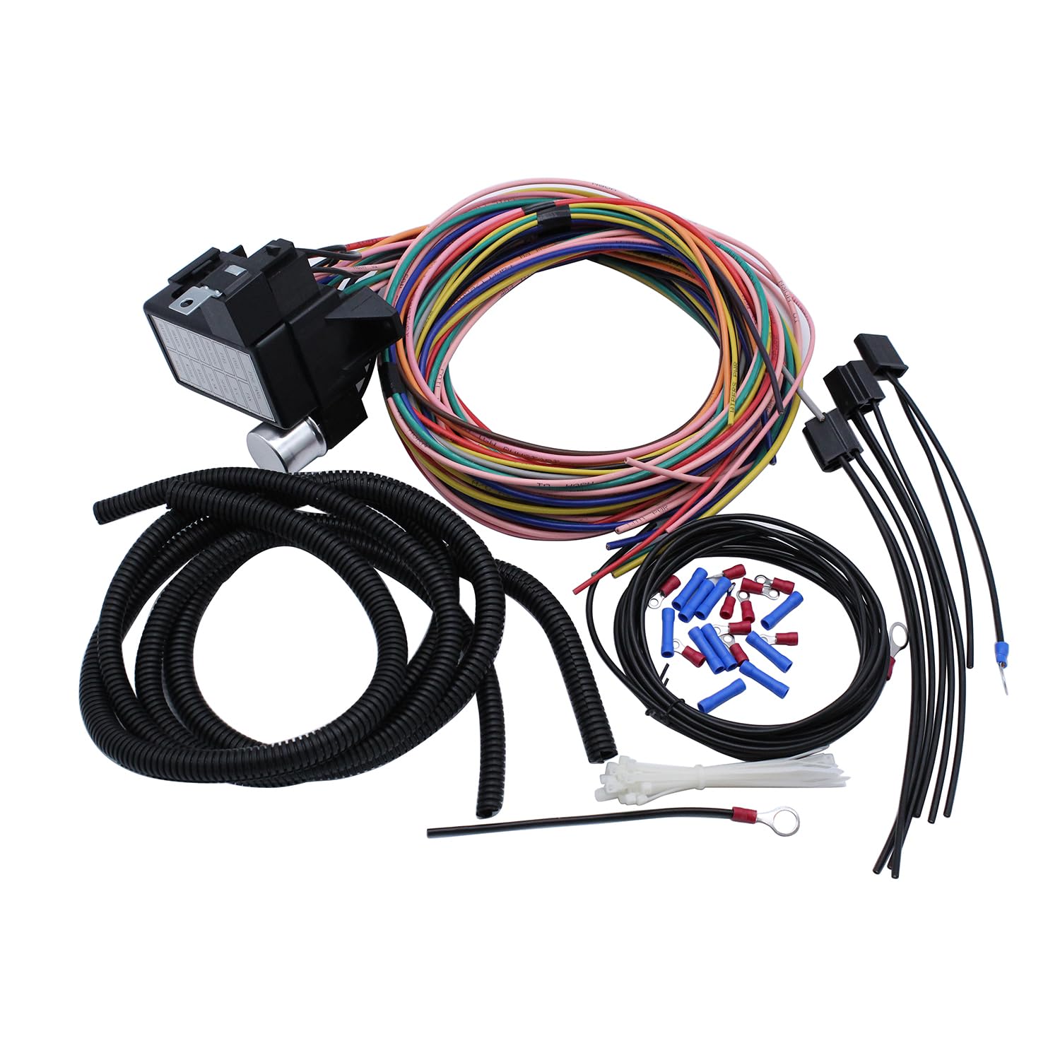 1 Set SHLPDFM 14 Fuse 12v 14 Circuit Universal Wire Harness Fits for Street Hot Rat Muscle Rod Wiring
