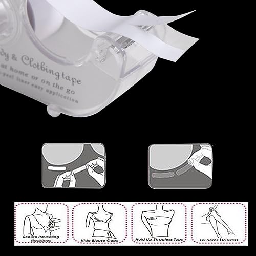 Miniatura 5 de Cinta adhesiva de doble cara para el cuerpo, cinta adhesiva de tela transparente para sujetador de ropa con dispensador para ropa