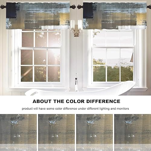 Miniatura 378 de Cenefas de cocina modernas con patrón de cobre marrón dorado para ventanas, cenefas opacas abstractas de marcas de arañazos y cortinas opacas