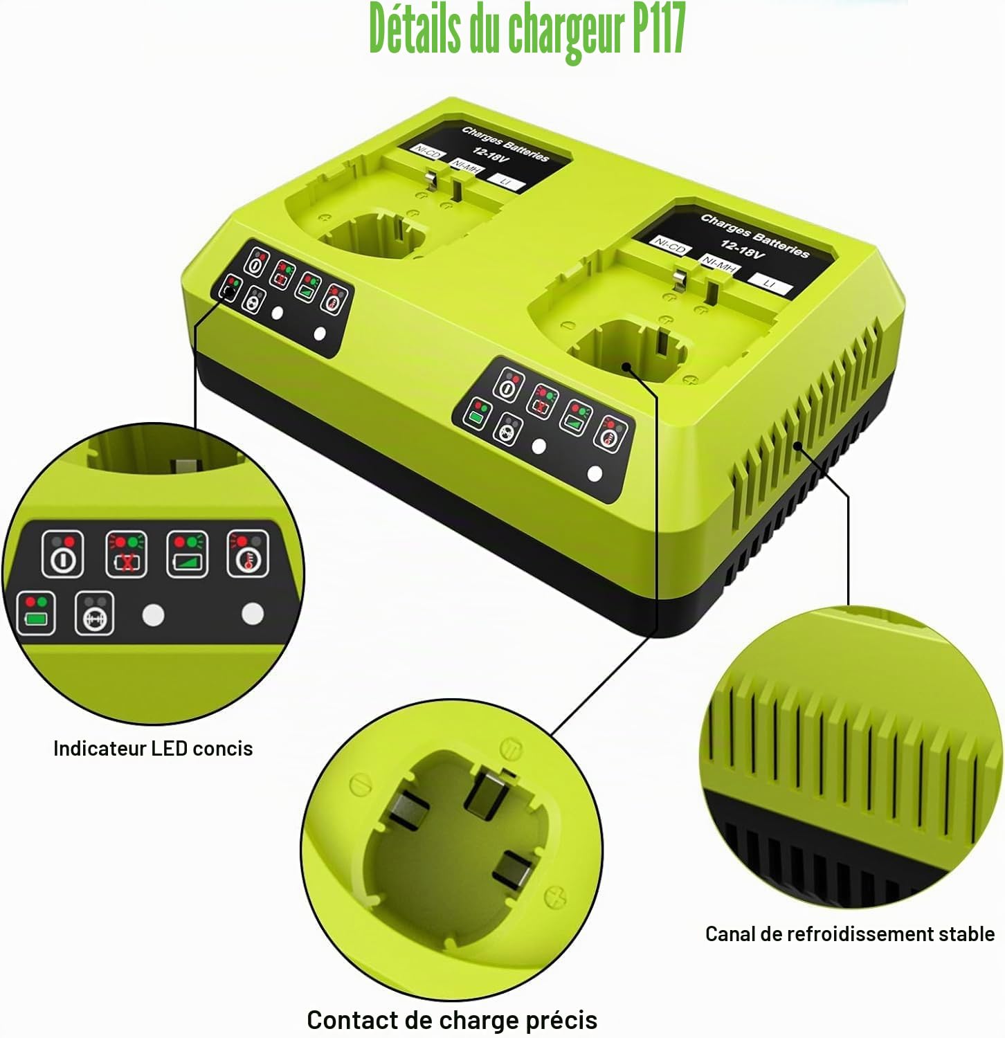 2X P108 18V 5,5Ah Batteries de Remplacement pour Ryobi One+ Chargeur Double Port 6 A Compatible avec RB18L50 RB18L25 RB18L40 RB18L20 RB18L15 RB18L13 P102 P103 P104 P105 P106 P107