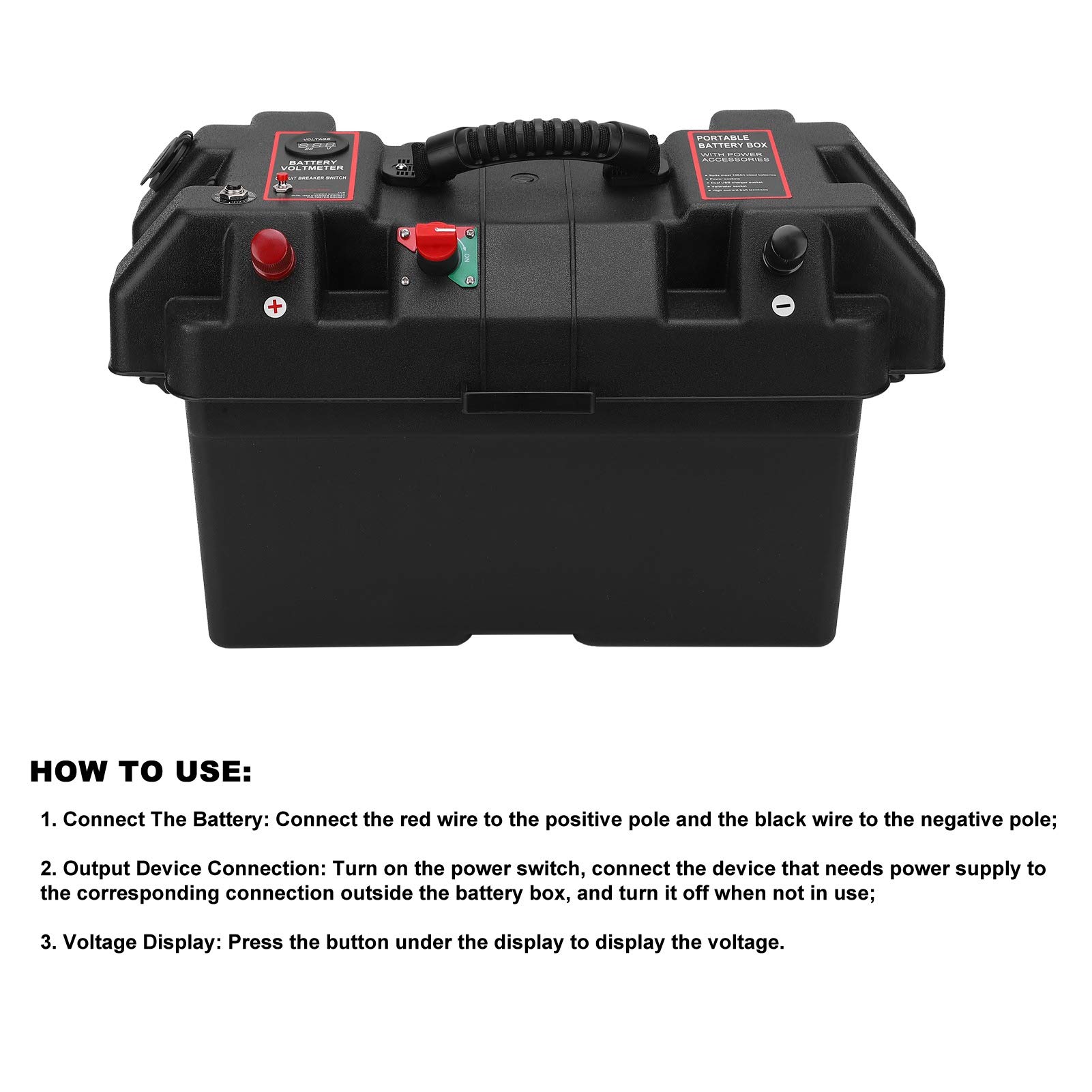 Smart -Batterie -Box 12V, Batteriekasten mit USB -Steckdosen Batteriekastenabdeckung Multi -Funktion mit USB -Netzteilsspannungs -Sockel Batteriekasten für Outdoor -Autoladungen