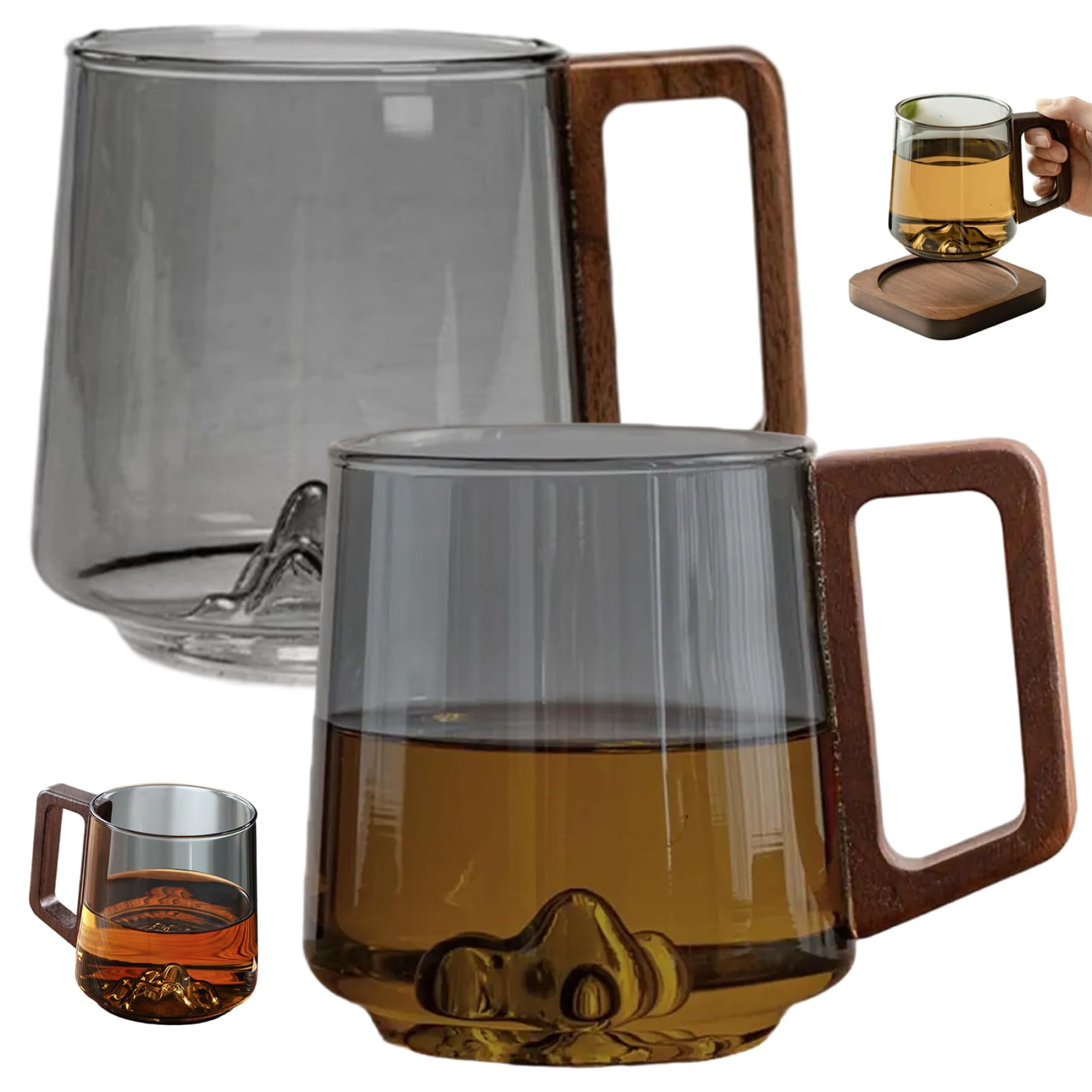 Tasse en verre 15oz avec poignée isolante contre les brûlures pour grand café