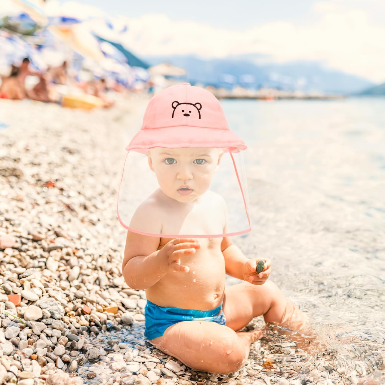 VOSAREA Infant Toddler Sunhat Sun Hat with Clear Face Cover Anti Spitting Bucket Hat Summer Baby Cap for Sun Protection for Baby Boys Girls Newborn