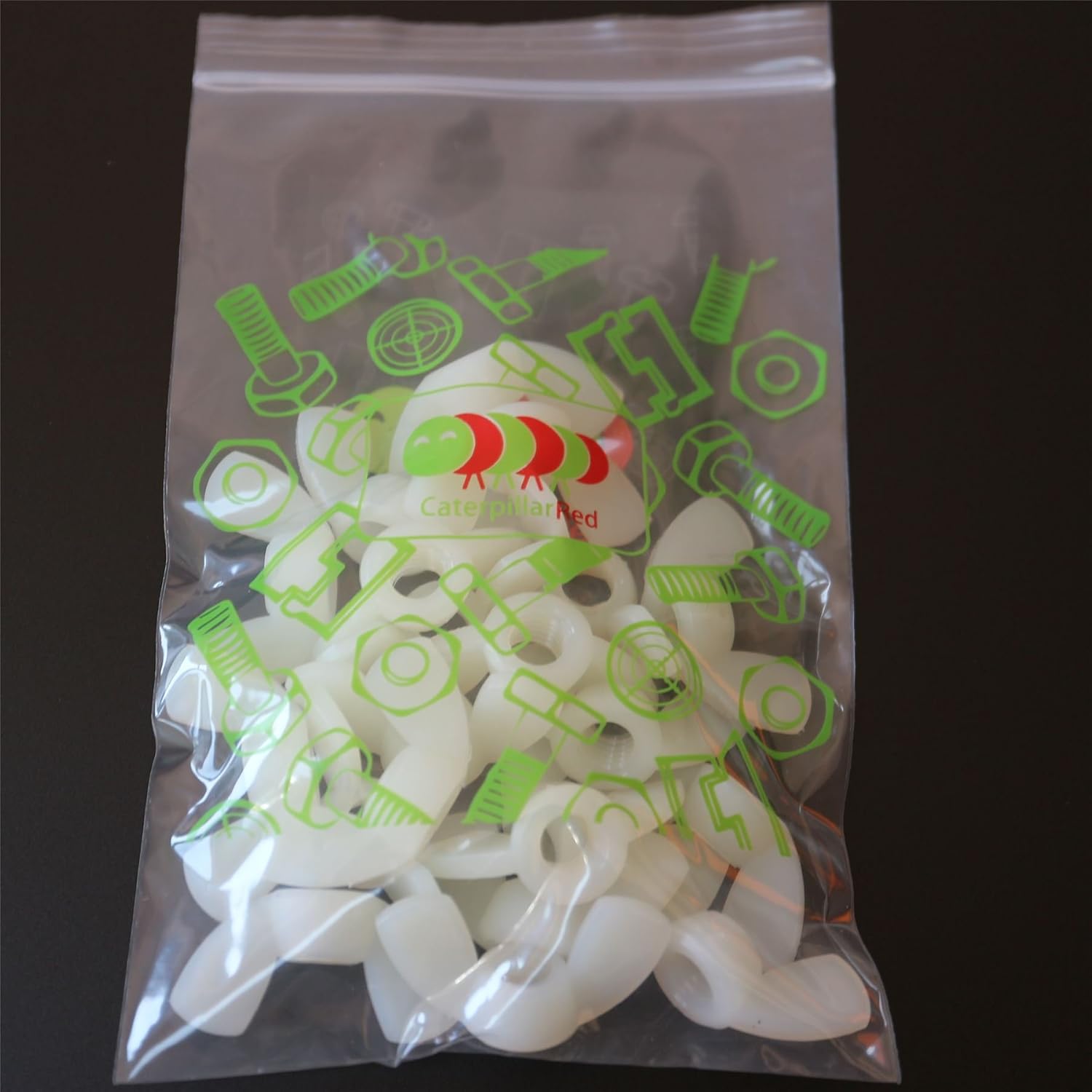 Pack of 20 Natural Nylon M8 Butterfly, Wing Nuts - Nylon Plastic Screws, (43/64 in)