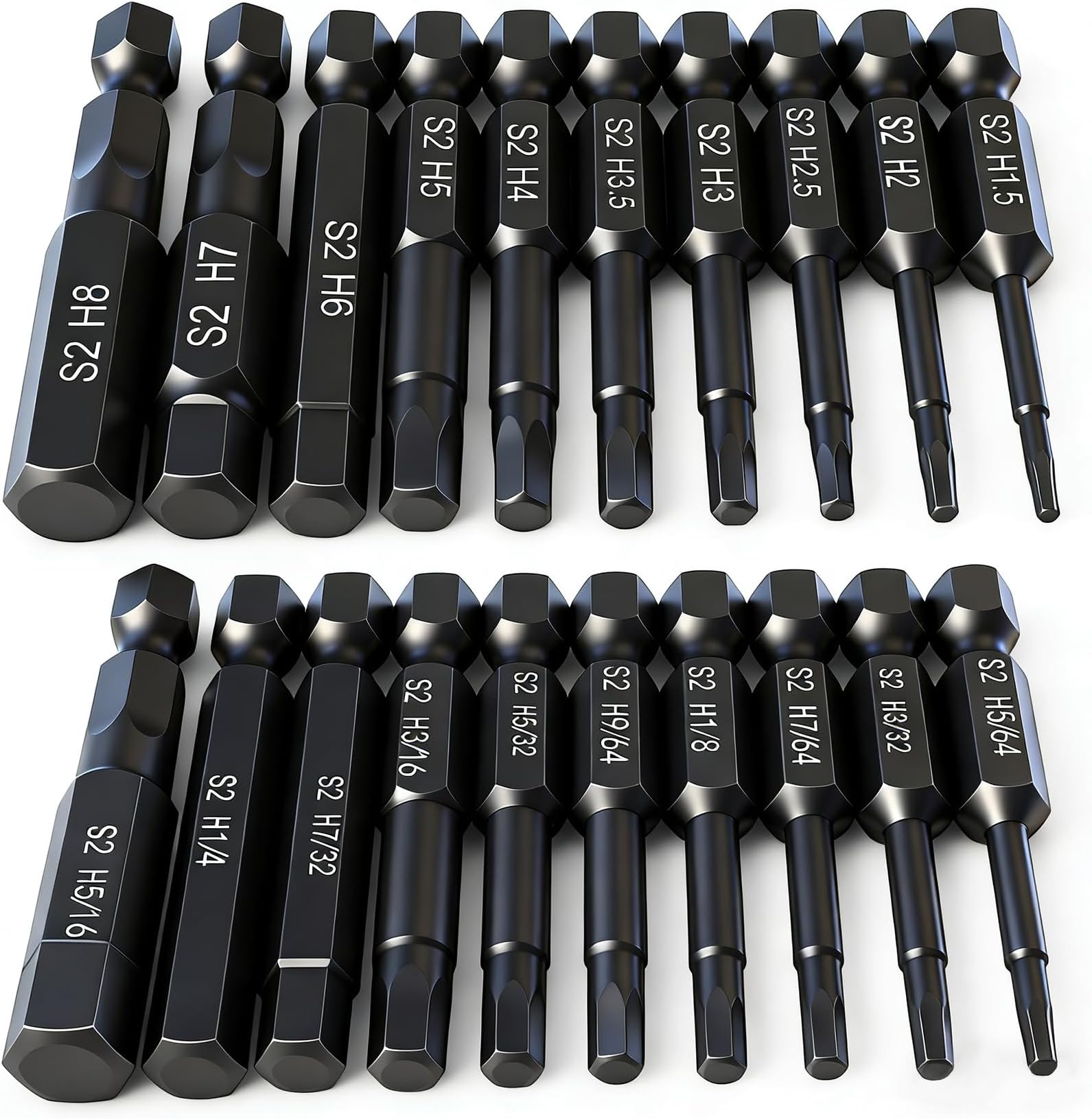 Hex Head Allen Wrench Drill Bit Set (10pc Metric & 10pc SAE), PTSLKHN 1/4" Diameter Quick Release Shank Magnetic Screwdriver Bit Set - Perfect for Ikea Type Furniture