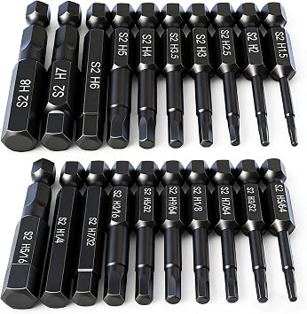 Hex Head Allen Wrench Drill Bit Set (10pc Metric & 10pc SAE), PTSLKHN Allen Wrench Drill Bits, Upgraded 1/4" Quick Release Sh