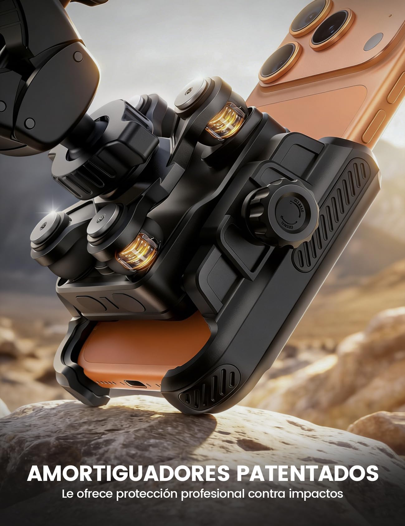 Lamicall Soporte Móvil Moto, Soporte Móvil Bicicleta - [No Obstruye la Cámara] [Doble Antivibración] 1S Liberación Rápida, 360° Rotación, Soporte Teléfono Manillar para iPhone y Smartphone de 6-7,2"