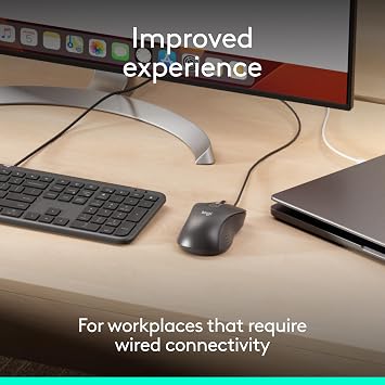 Logitech Signature Wired M520 L for Business, Optical Wired Mouse, USB-C Plug-and-Play, Windows/Mac/Chrome/PC/laptops - Graphite