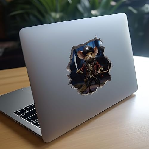 Miniatura 3 de Calcomanía de ratón pirata en agujero de ratón, adhesivo de pared 3D con agujero de ratón