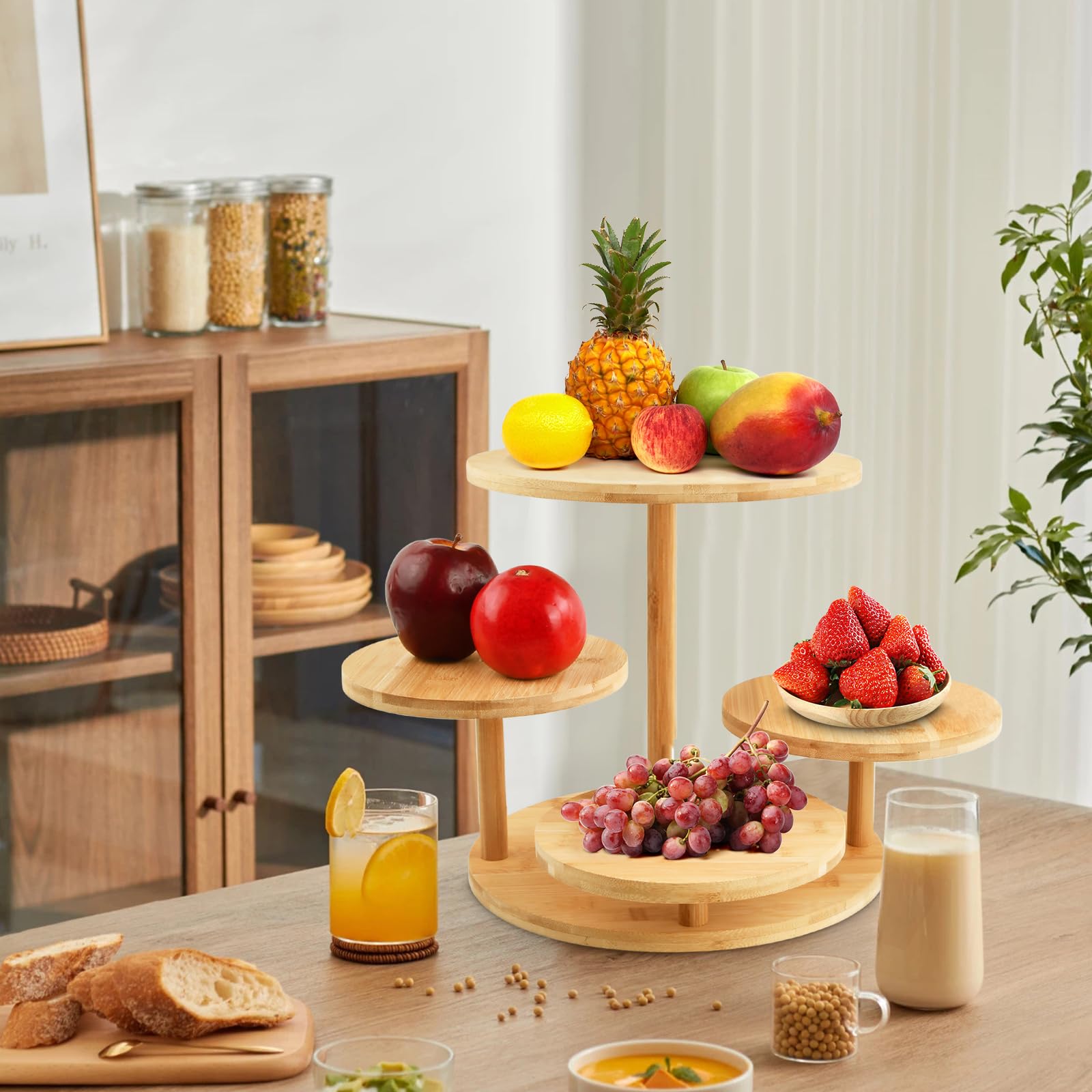 4 Livelli Alzata per Cupcake in Legno, Alzata Per Torte Display Stand, Alzate per Dolci e Frutta, Alzatine per Buffet, Decorazione a Vassoio Gradini, per Feste di Compleanno Baby Shower