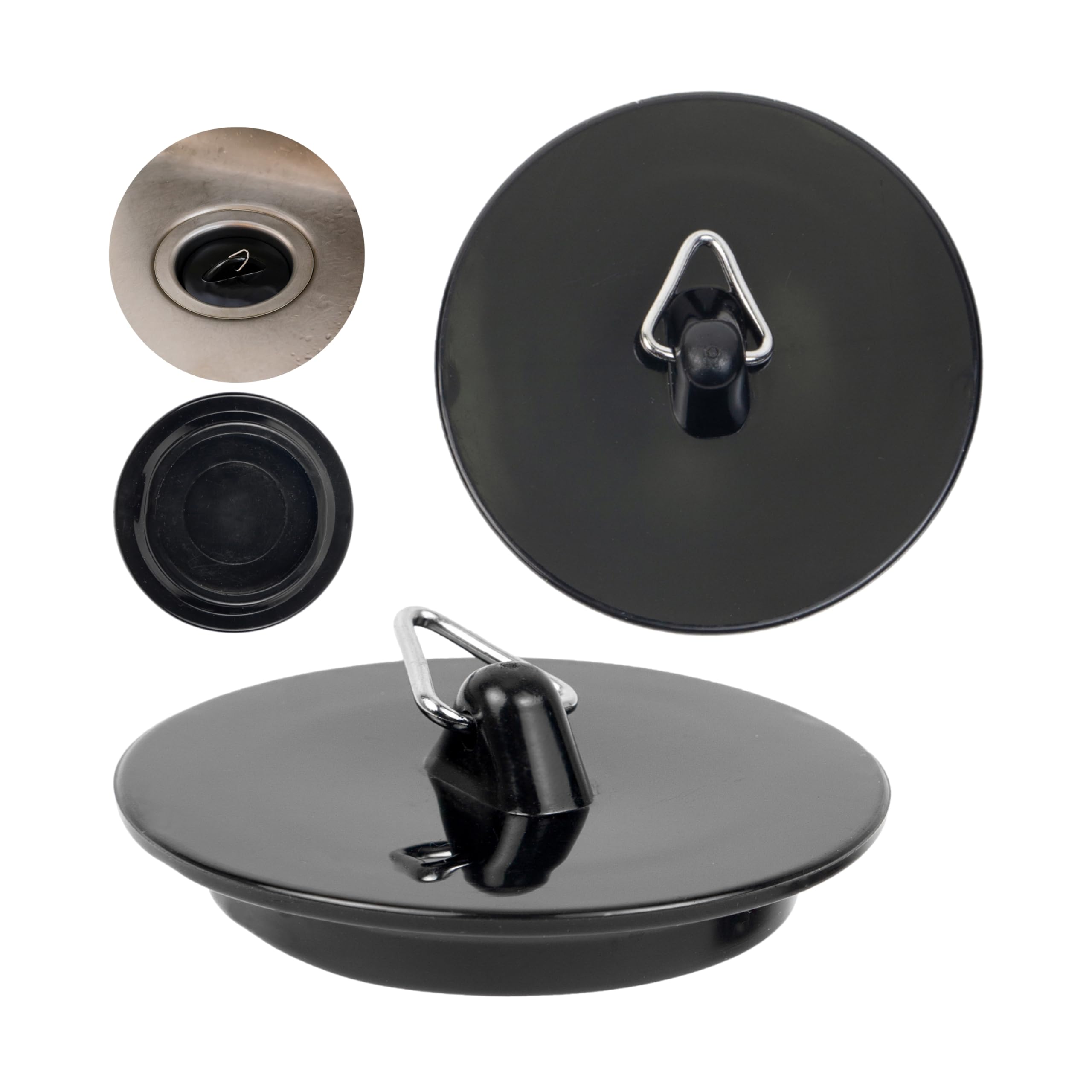 StopShroom 2 Pezzi - Tappo Universale In Silicone Per Vasca Da Bagno E Lavandino - Nero, Tenuta Ermetica E Facile Da Usare
