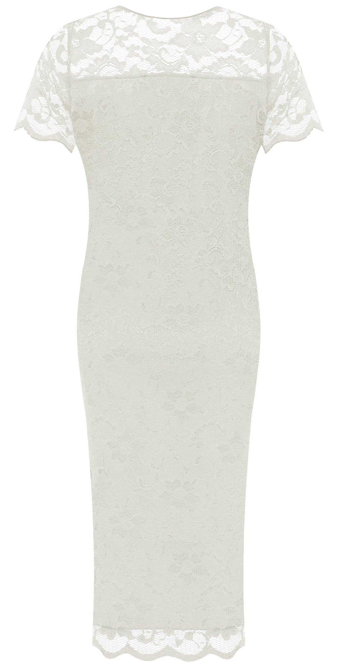 WearAll Women's Plus Size Lace Lined Bodycon Midi Dress – Short Sleeve, Lime, Size 22-24 - View #4