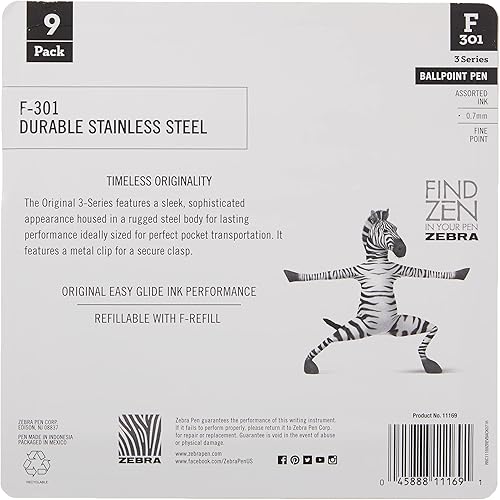 Miniatura 6 de Zebra F-301 - Bolígrafo retráctil de acero inoxidable