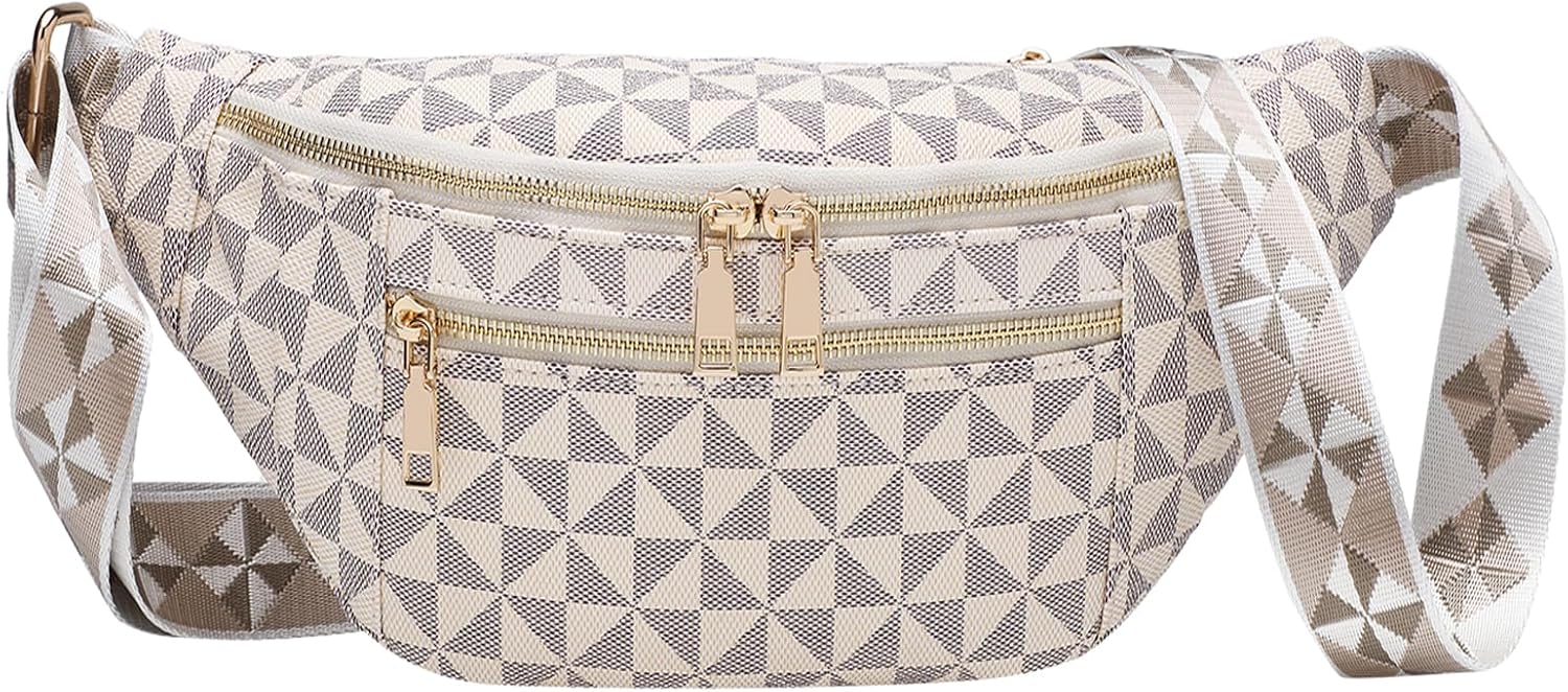 Crossbody Sling Bag for Women & Men – Trendy Checkered Fanny Pack – Waist Bag for T...