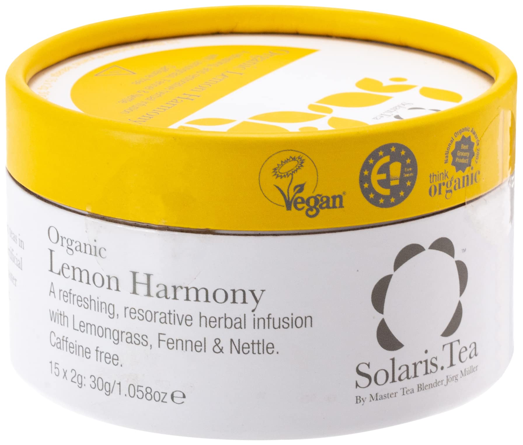 Solaris Tea Lemon Harmony, 15 Organic Whole Leaf Biodegradable Pyramid Teabags