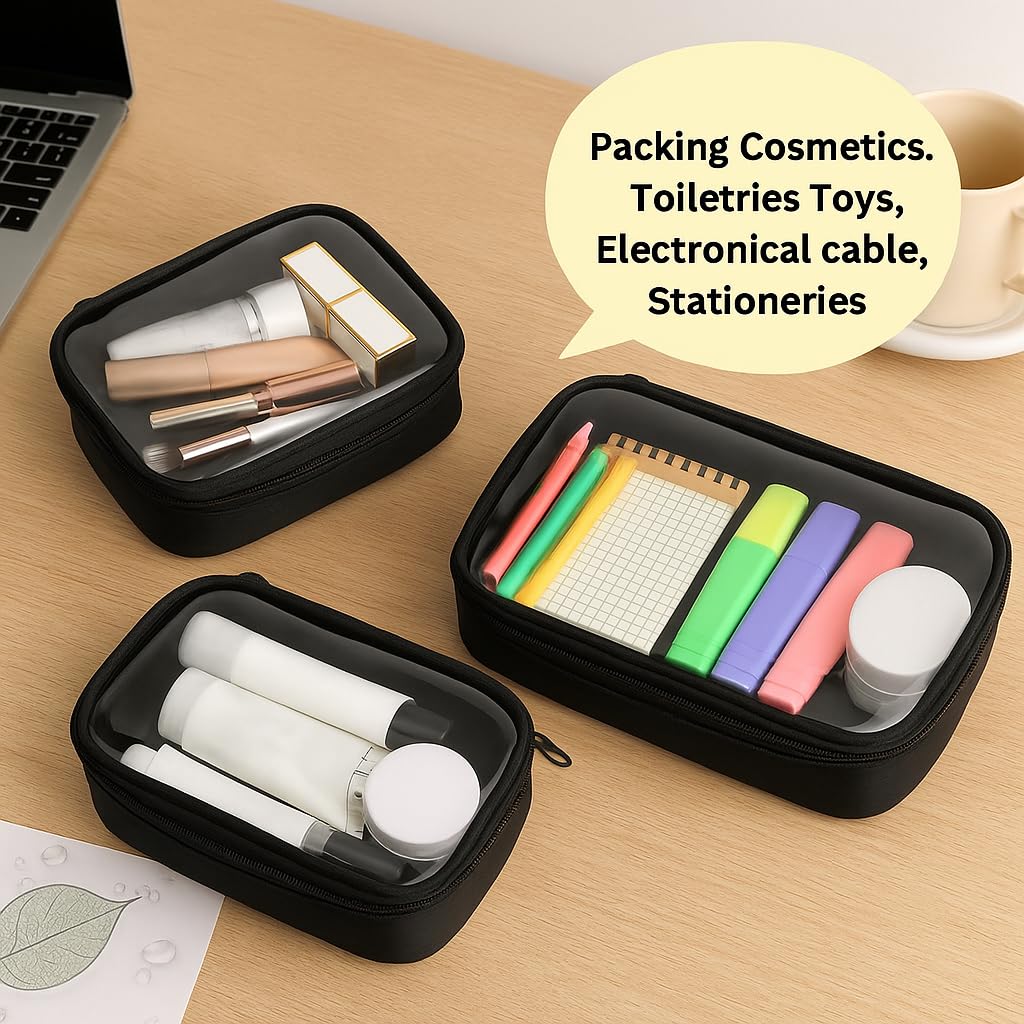 Coslifestore Cosmetic Pouch Set | 3 PVC Travel Organizers 3