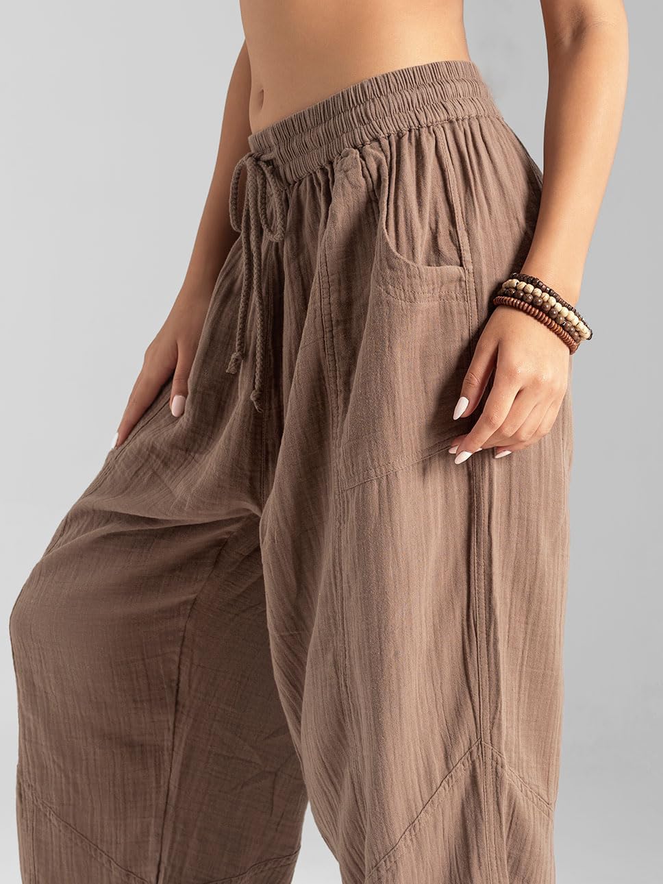 The Veshti Company Women’s Boho Cotton Harem Pants – Soft Lounge Yoga Pants – Fit Trousers with Drawstring