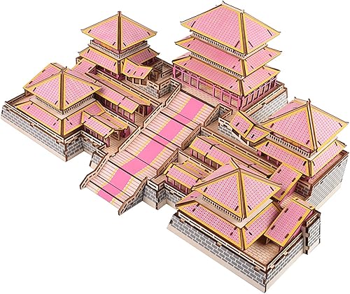 Natudeco Rompecabezas 3D para niños modelo de casa chino accesorio de madera ensamblado accesorios de juguete inteligente para niños niñas