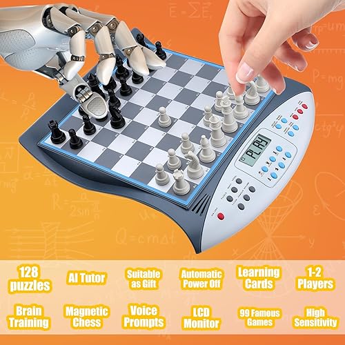 Miniatura 7 de Talking Chess Master - Juego de ajedrez electrónico con clasificación ELO de 2000, ideal para entrenamiento de estrategia cerebral, juego de