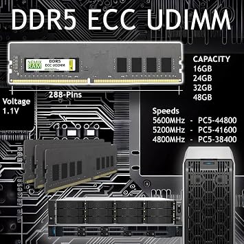 NEMIX RAM 16GB (1X16GB) DDR5 5600MHZ PC5-44800 1Rx8 1.1V CL46 288-PIN ECC Unbuffered UDIMM Compatible with ASUS ROG-STRIX-B650-A Gaming WiFi Motherboard