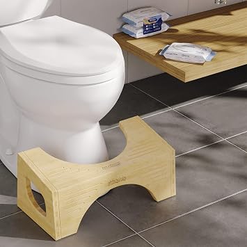 Squatty Potty Bamboo Flip Toilet Stool with Flushable Wipes Bundle