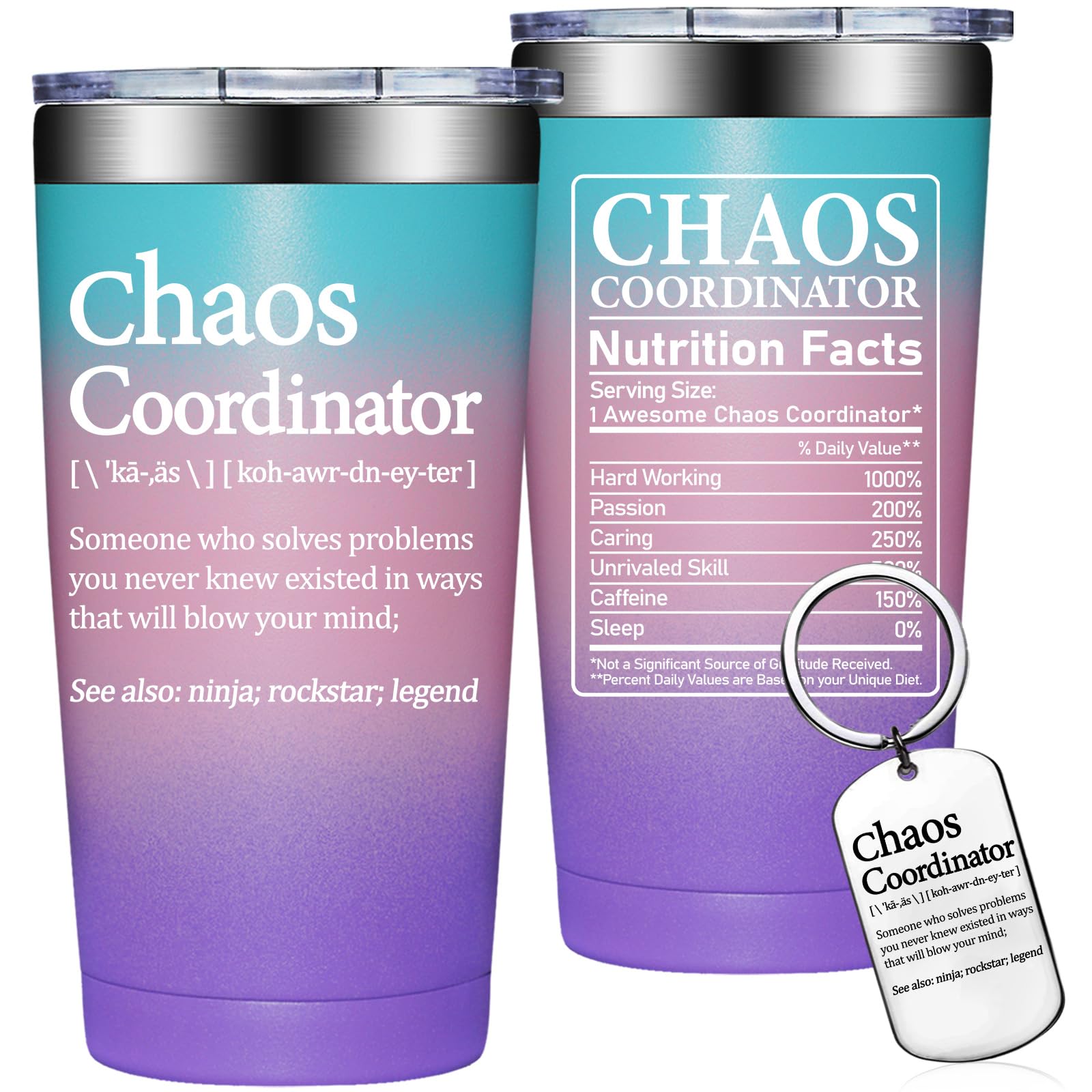 Grifarny Vaso de coordinador del caos, regalos de agradecimiento para mujeres, regalos de agradecimiento para empleados, profesores, regalos del día del jefe para ella, regalos para compañeros de